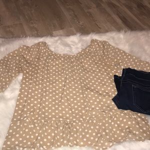Boutique Polka Dot Ruffle Top Size Large